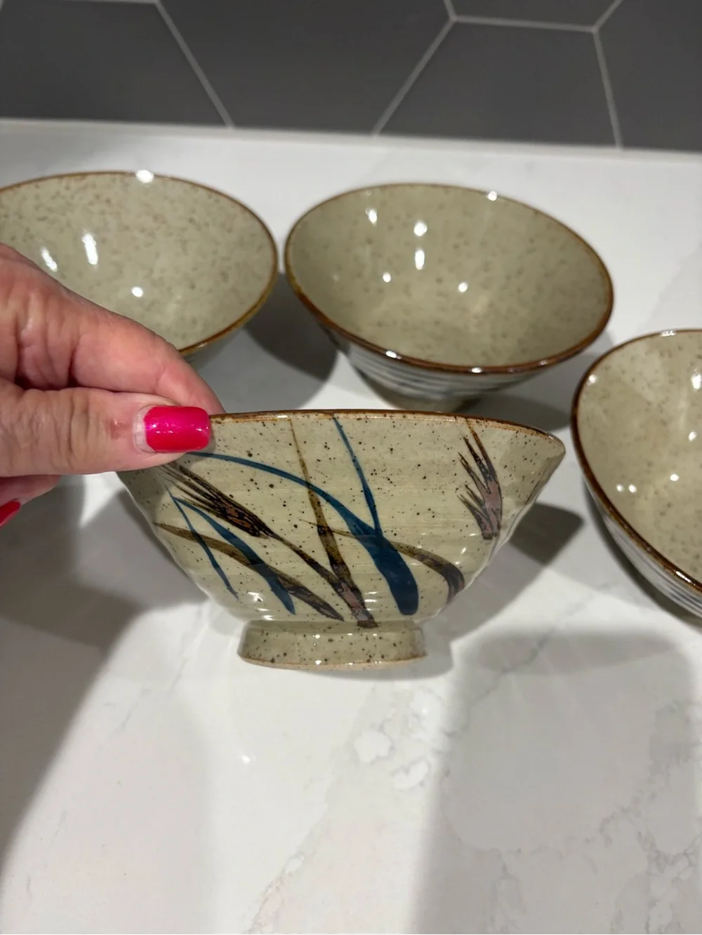Vintage Japanese Rice/Soup Bowls and Tea Bowl/Lid